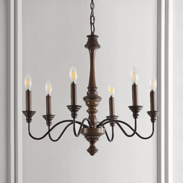 Oakley 25" Midcentury Farmhouse Iron LED Chandelier - JONATHAN Y